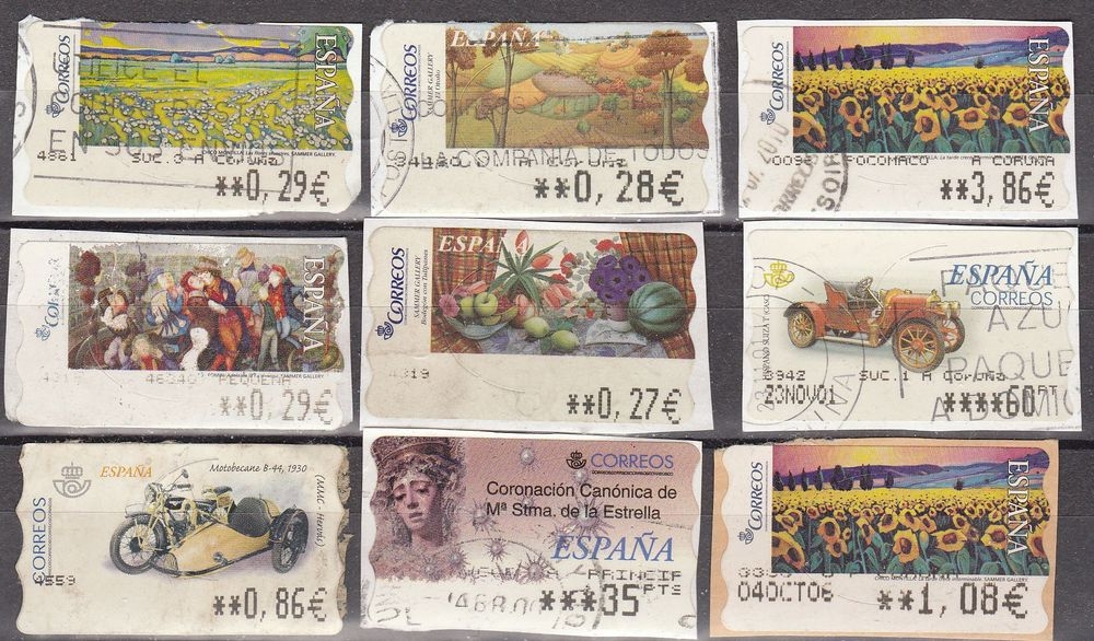 z vendido LOTE Sellos 03 (09) ATMS VARIOS SIN REPETIR USADOS 